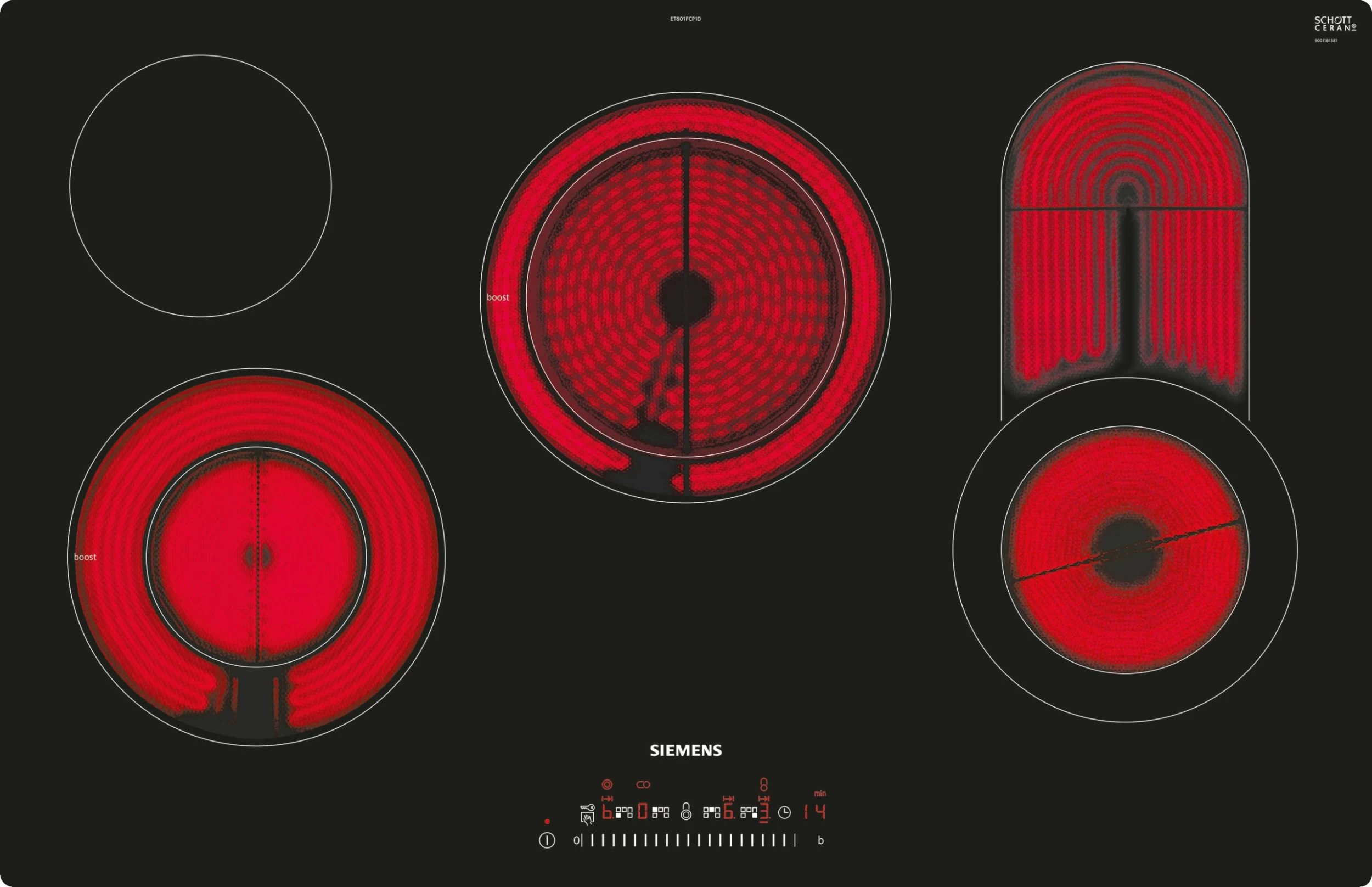 Siemens ET845FCP1D Kochfeld Schwarz, Edelstahl Integriert Keramik 4 Zone(n) - Image 5