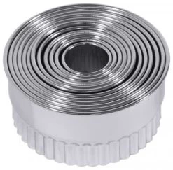 2x Contacto Ausstechsatz, Rund, Gewellt 12-teilig, Edelstahl, Durchmesser: 2,5 Cm - 10,5 Cm, Höhe: 5 Cm