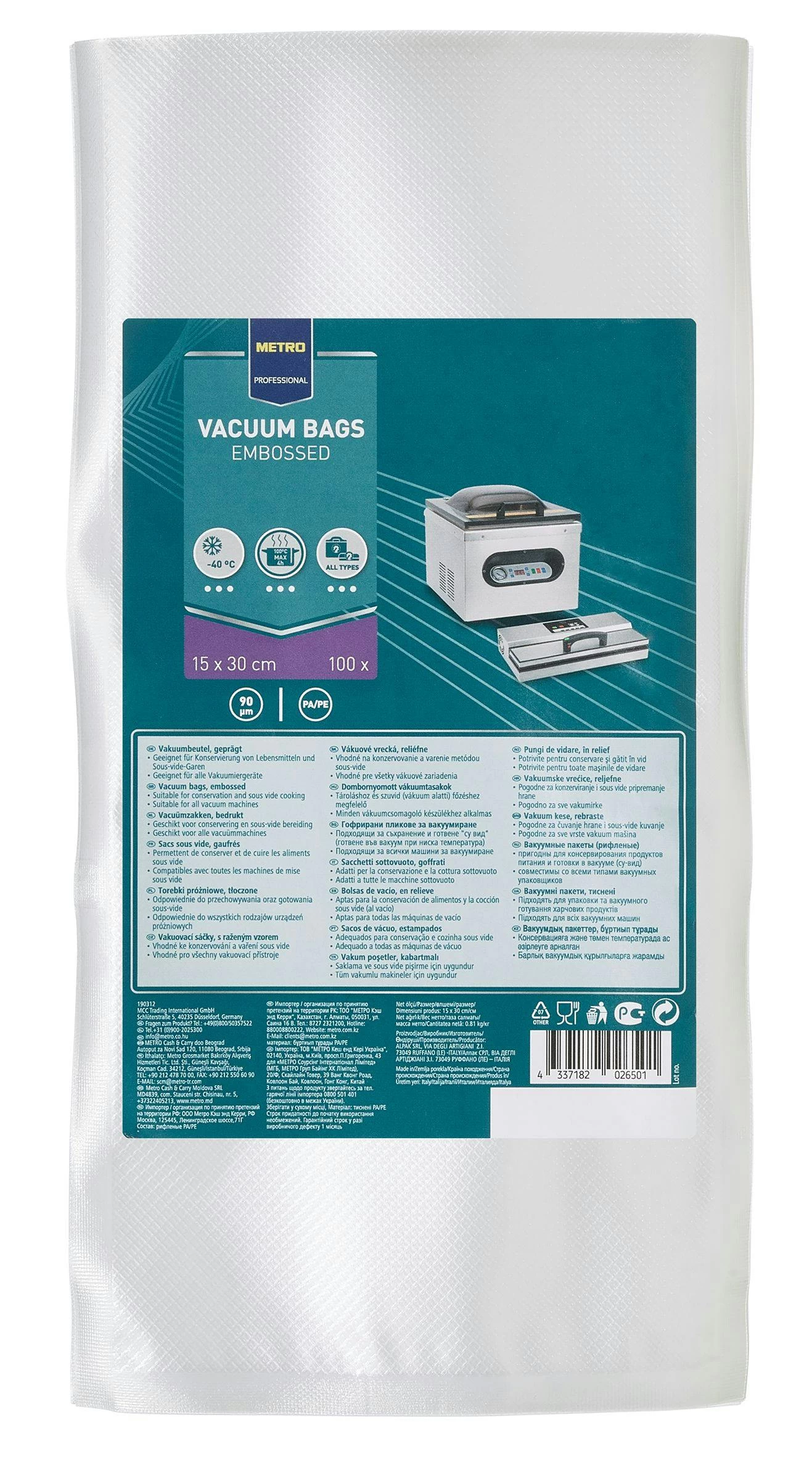 METRO Professional Vakuumbeutel, PA / PE, 15 X 30 Cm, Dicke: 90 µm, Beständig Bis 100°C Für Max. 4h, Geeignet Für Sous-Vide Garen, 100 Stück – Bild 7
