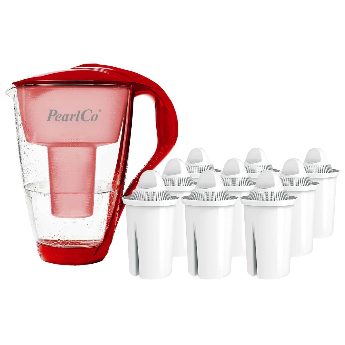 Glas-Wasserfilter Rot Inkl. 12 Protect+ Filterkartuschen - Image 6