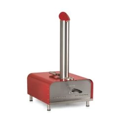 Diavolo Pizza-Pelletofen Inkl. Pizzastein Thermometer Edelstahl Rot