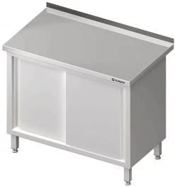 Arbeitsschrank Mit Schiebetüren, Ohne Aufkantung, Verschweißt : 1800x600x850 Mm