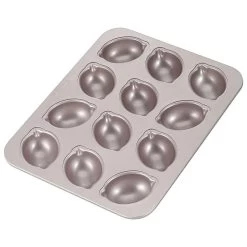 CHEFMADE | 12er Motivbackform Zitrone | 326x258x32mm | Champagnergold | Antihaft- & Silikonbeschichtet | Muffinform | Minikuchenform | Cup-Cakes