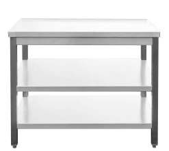 Gastro Arbeitstisch 2 Grundböden Ohne Aufkantung Edelstahl (BxT) 2000 X 800 Mm